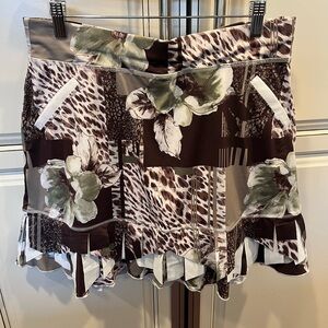 Sofibella Tennis Skirt Skort with Floral and Animal Print